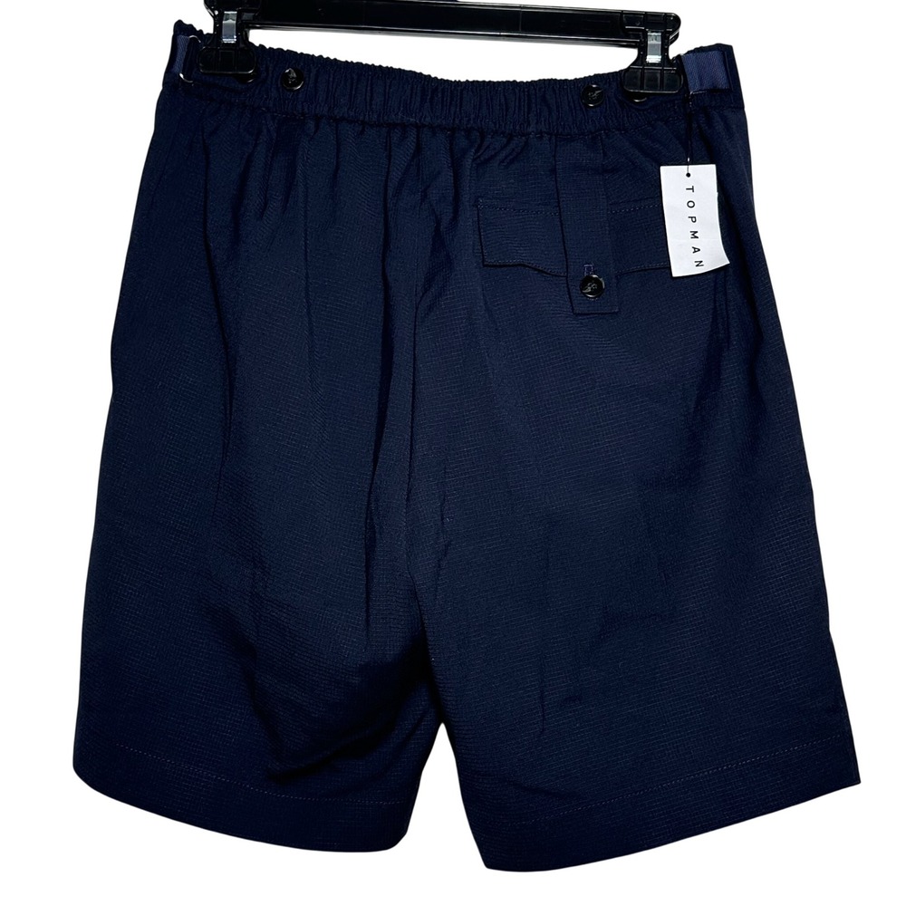Topman Navy Textured Elastic Waist Shorts Mens‎ Size 32 Casual Tailored